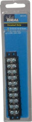 Ideal - 10 Poles, 300 Volt, 30 Amp, -40 to 266°F, Polyester Thermoplastic, Polyester Thermoplastic Multipole Terminal Block - Zinc Plated Steel, 22 to 14 AWG Compatibility, 0.41 Inch High - USA Tool & Supply