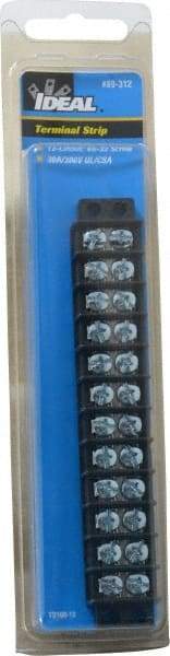 Ideal - 12 Poles, 300 Volt, 30 Amp, -40 to 266°F, Polyester Thermoplastic, Polyester Thermoplastic Multipole Terminal Block - Zinc Plated Steel, 22 to 14 AWG Compatibility, 0.41 Inch High - USA Tool & Supply