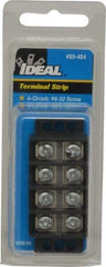 Ideal - 4 Poles, 300 Volt, 30 Amp, -40 to 266°F, Polyester Thermoplastic, Polyester Thermoplastic Multipole Terminal Block - Zinc Plated Steel, 22 to 12 AWG Compatibility, 0.56 Inch High - USA Tool & Supply