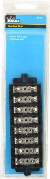 Ideal - 8 Poles, 600 Volt, 60 Amp, -40 to 266°F, Polyester Thermoplastic, Polyester Thermoplastic Multipole Terminal Block - Nickle Plated Brass, 22 to 6 AWG Compatibility, 1-1/4 Inch High - USA Tool & Supply