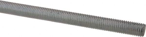 Made in USA - 1/4-28 UNF (Fine), 6' Long, Low Carbon Steel Threaded Rod - Zinc-Plated Finish, Right Hand Thread - USA Tool & Supply