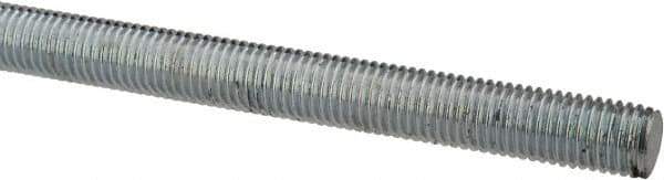Made in USA - 5/16-24 UNF (Fine), 6' Long, Low Carbon Steel Threaded Rod - Zinc-Plated Finish, Right Hand Thread - USA Tool & Supply