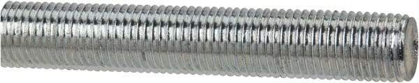 Made in USA - 3/8-24 UNF (Fine), 6' Long, Low Carbon Steel Threaded Rod - Zinc-Plated Finish, Right Hand Thread - USA Tool & Supply