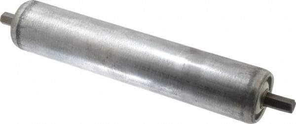 Made in USA - Replacement Conveyor Roller for 10 Inches Between Frame - 1.9 Inch Diameter, 7/16 Inch Axle, Galvanized Steel Finish, 16 Gage - USA Tool & Supply