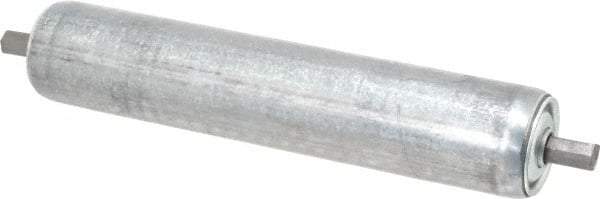 Made in USA - Replacement Conveyor Roller for 10 Inches Between Frame - 1.9 Inch Diameter, 7/16 Inch Axle, Galvanized Steel Finish, 12 Gage - USA Tool & Supply