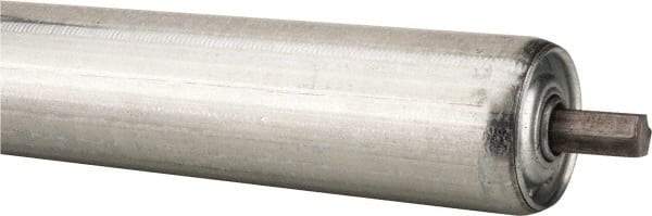 Made in USA - Replacement Conveyor Roller for 28 Inches Between Frame - 1.9 Inch Diameter, 7/16 Inch Axle, Galvanized Steel Finish, 16 Gage - USA Tool & Supply