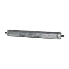 Made in USA - Replacement Conveyor Roller for 28 Inches Between Frame - 1.9 Inch Diameter, 7/16 Inch Axle, Galvanized Steel Finish, 14 Gage - USA Tool & Supply