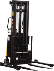 Vestil - 2,000 Lb Capacity, 118" Lift Height, Battery Powered Stacker - 2-1/8" Lowered Height, 42" Fork Length, 58" Overall Width - USA Tool & Supply