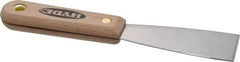 Hyde Tools - 1-1/2" Wide Stainless Steel Putty Knife - Stiff, Hardwood Handle, 7-3/4" OAL - USA Tool & Supply