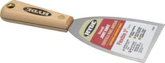 Hyde Tools - Flexible Carbon Steel 1-Edge Scraper - 3" Blade Width, 8-1/4" Long Hardwood Handle - USA Tool & Supply