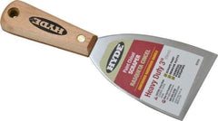 Hyde Tools - Stiff Carbon Steel Chisel Scraper - 3" Blade Width, 8-1/4" Long Hardwood Handle - USA Tool & Supply