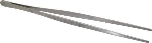 Value Collection - 10" OAL Stainless Steel Assembly Tweezers - Blunt, Serrated Points - USA Tool & Supply