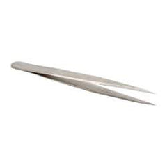 Value Collection - 4-1/2" OAL 1-SA Dumont-Style Swiss Pattern Tweezers - Tapered Shanks with Beveled Edges, Sharp Points - USA Tool & Supply