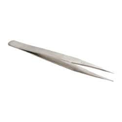 Value Collection - 4-3/4" OAL 3-SA Dumont-Style Swiss Pattern Tweezers - Tapered Shanks with Beveled Edges, Honed, Sharp Points - USA Tool & Supply