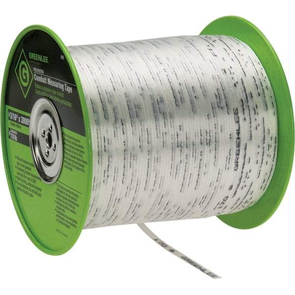 Greenlee - 3,000 Ft. Long, Polyester Measuring Tape - 3/16 Inch Diameter, 170 Lb. Breaking Strength - USA Tool & Supply