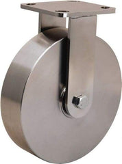 Hamilton - 8" Diam x 2" Wide x 9-1/2" OAH Top Plate Mount Rigid Caster - Stainless Steel, 1,600 Lb Capacity, Stainless Steel Double Shielded Precision Ball Bearing, 4 x 4-1/2" Plate - USA Tool & Supply