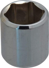 Proto - 3/8" Drive, Standard Hand Socket - 6 Points, 1-3/16" OAL, Chrome Finish - USA Tool & Supply