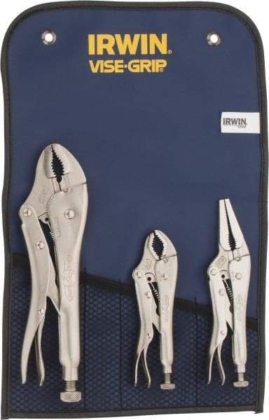 Irwin - 3 Piece Locking Plier Set - Comes in Tool Roll - USA Tool & Supply