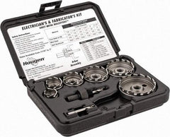 Hougen - 11 Piece, 7/8 to 2-1/2" Cutter Diam, 1/8" Cutting Depth, High Speed Steel Annular Cutter Set - Bright Finish, 3/8" Shank Diam, 7/8, 1-1/8, 1-3/8, 1-3/4, 2, 2-1/2" Cutter Diams, 3 Flats on Shank - USA Tool & Supply