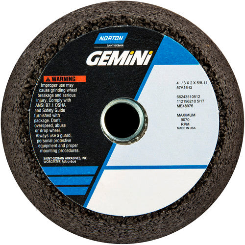4″ / 3″ × 2″ × 5/8″-11 Gemini Snagging Wheel Type 11 Flaring Cup 16 Grit Aluminum Oxide - USA Tool & Supply