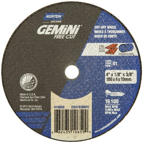 4″ × 1/8″ × 3/8″ Gemini Small Diameter Cut-Off Wheel Aluminum Oxide - USA Tool & Supply