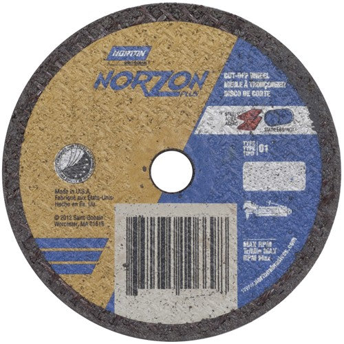 3″ × 0.035″ × 3/8″ NorZon Plus Small Diameter Cut-Off Wheel Type 01 Straight Aluminum Oxide - USA Tool & Supply