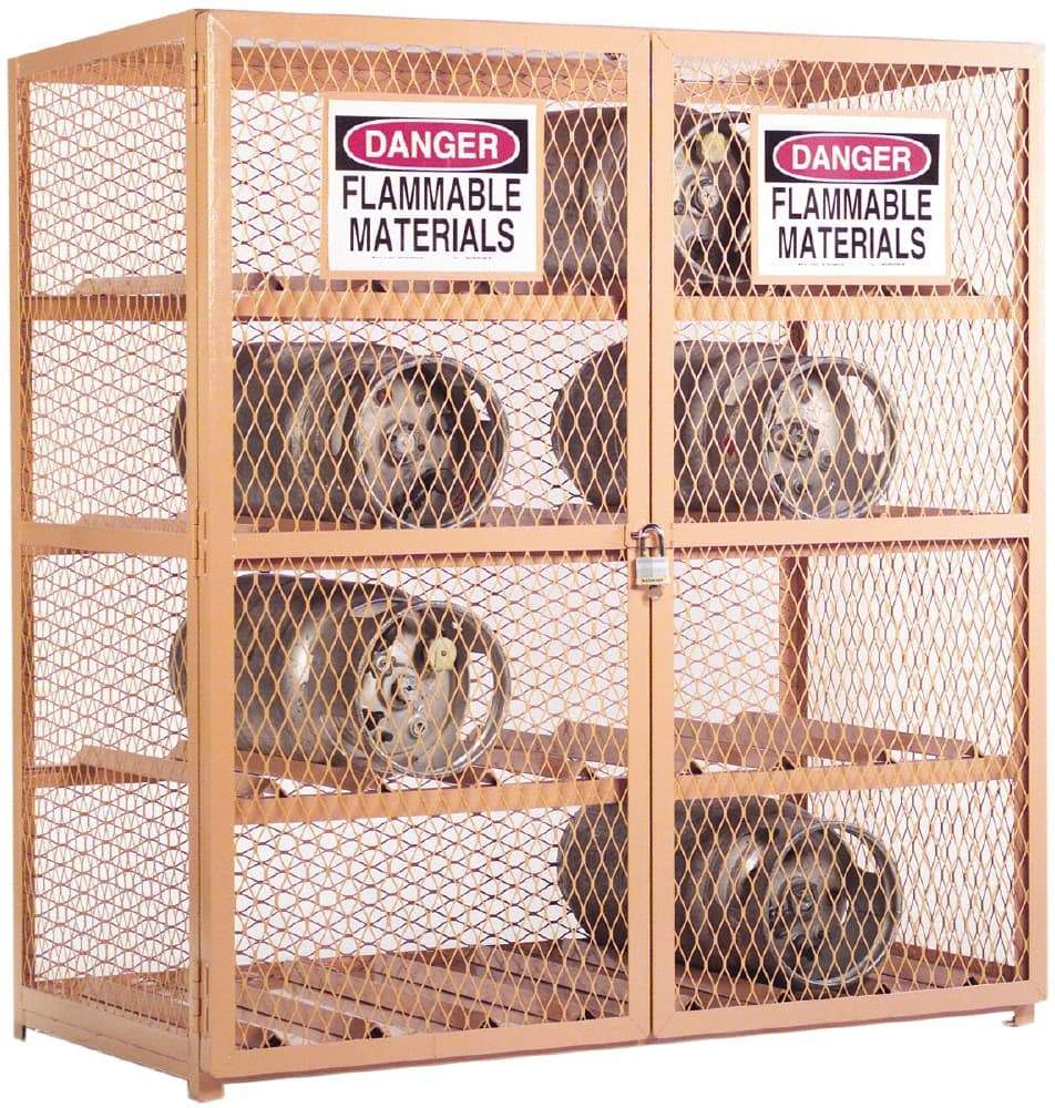Durham - 3 Shelf Gas Cylinder Storage Cabinet - Steel, 60" Wide x 30" Deep x 71-3/4" High - USA Tool & Supply