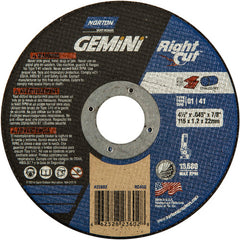 ‎4-1/2 x .045 × 7/8″ Gemini RightCut Right Angle Cut-Off Wheel A 36 Q Type 01/41 - USA Tool & Supply