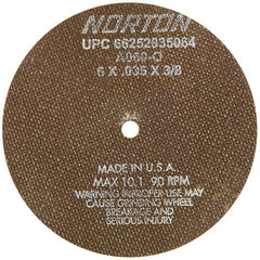 6″ × 0.035″ × 3/8″ Toolroom Cut-Off Wheel Type 01 Straight Aluminum Oxide - USA Tool & Supply