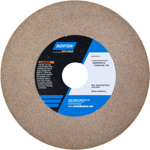 6″ × 1/2″ × 1″ Gemini Alundum Bench & Pedestal Wheel Type 01 Straight 100 Grit - USA Tool & Supply