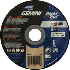 5″ × 0.045″ × 7/8″ Gemini Right Angle Cut-Off Wheel Type 01 Straight Aluminum Oxide - USA Tool & Supply