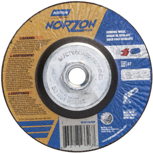 ‎6″ × 1/8″ × 5/8″-11 NorZon Plus Non-Woven Depressed Center Wheel Type 27 24 Grit - USA Tool & Supply