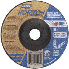 4″ × 1/8″ × 5/8″ NorZon Plus Non-Woven Depressed Center Wheel Type 27 Ceramic Alumina / Zirconia Alumina - USA Tool & Supply