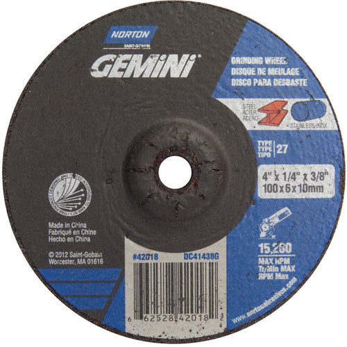 4 × 1/4 × 3/8″ Gemini Grinding Wheel A 24 Q BDA Type 27 - USA Tool & Supply