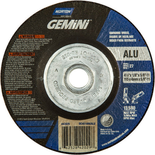 ‎4-1/2″ × 1/8″ × 5/8″-11 Gemini Non-Woven Depressed Center Wheel Type 27 46 Grit - USA Tool & Supply