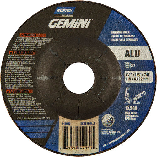 ‎4-1/2″ × 1/8″ × 7/8″ Gemini Non-Woven Depressed Center Wheel Type 27 46 Grit - USA Tool & Supply