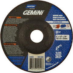 5 × 1/4 × 7/8″ Gemini INOX/SS Grinding Wheel A 24 Q BDA Type 27 - USA Tool & Supply