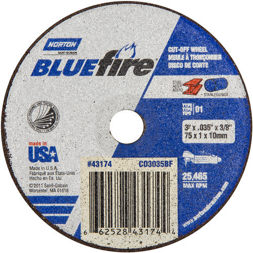 3 x .035 × 3/8″ BlueFire Small Diameter Cut-Off Wheel <=3″ ZA 46 X Type 01/41 - USA Tool & Supply