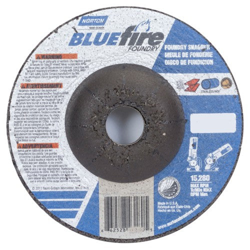 4″ × 1/4″ × 5/8″ BlueFire Non-Woven Depressed Center Wheel Type 27 Zirconia Alumina / Aluminum Oxide - USA Tool & Supply