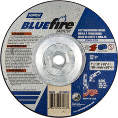 7″ × 1/8″ × 5/8″ BlueFire Non-Woven Depressed Center Wheel Type 27 Zirconia Alumina / Aluminum Oxide - USA Tool & Supply