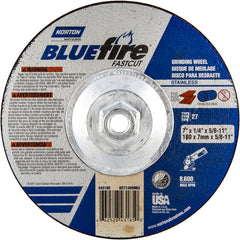 7″ × 1/4″ × 5/8″ BlueFire Non-Woven Depressed Center Wheel Type 27 Zirconia Alumina / Aluminum Oxide - USA Tool & Supply