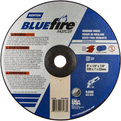 9″ × 1/4″ × 7/8″ BlueFire Non-Woven Depressed Center Wheel Type 27 Zirconia Alumina / Aluminum Oxide - USA Tool & Supply