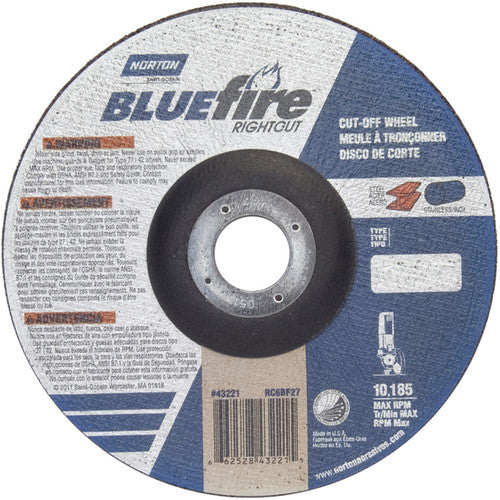 6 × 1/16 × 7/8″ BlueFire RightCut Cutting Wheel A 36 Q Type 27/42 - USA Tool & Supply