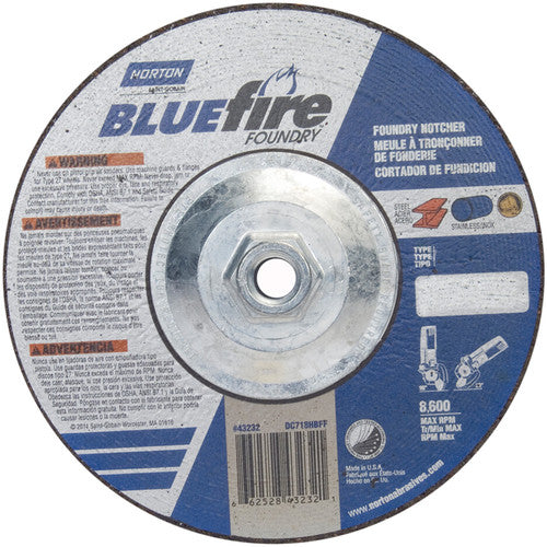 7″ × 1/8″ × 5/8″ BlueFire Non-Woven Depressed Center Wheel Type 27 Zirconia Alumina / Aluminum Oxide - USA Tool & Supply