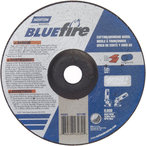 7 × 1/8 × 7/8″ BlueFire Grinding Wheel ZA 30 U Type 27 - USA Tool & Supply