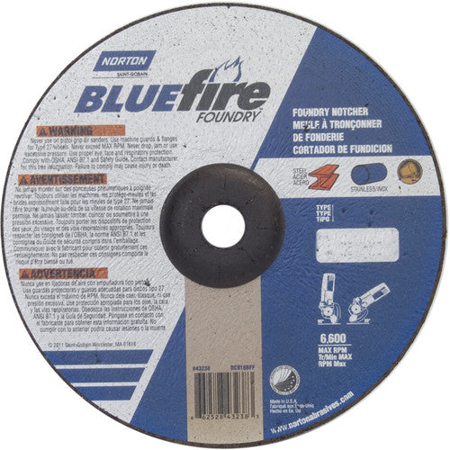 9″ × 1/8″ × 7/8″ BlueFire Non-Woven Depressed Center Wheel Type 27 Zirconia Alumina / Aluminum Oxide - USA Tool & Supply