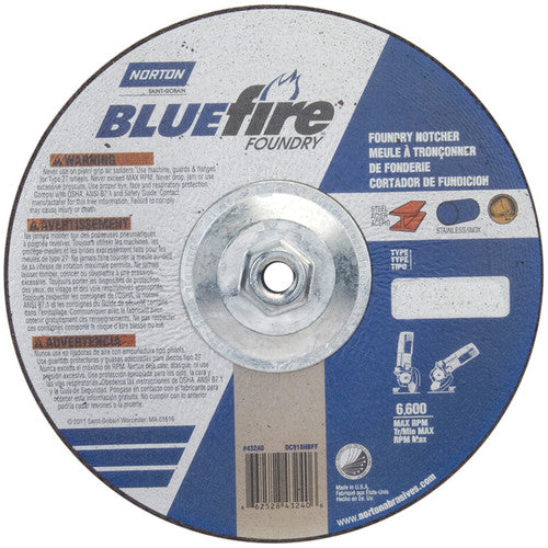 9″ × 1/8″ × 5/8″ BlueFire Non-Woven Depressed Center Wheel Type 27 Zirconia Alumina / Aluminum Oxide - USA Tool & Supply