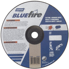 9″ × 1/8″ × 7/8″ BlueFire Non-Woven Depressed Center Wheel Type 27 Zirconia Alumina / Aluminum Oxide - USA Tool & Supply