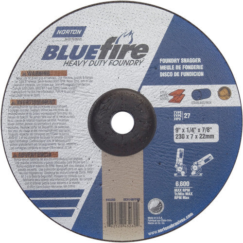 9″ × 1/4″ × 7/8″ BlueFire Non-Woven Depressed Center Wheel Type 27 Zirconia Alumina / Aluminum Oxide - USA Tool & Supply