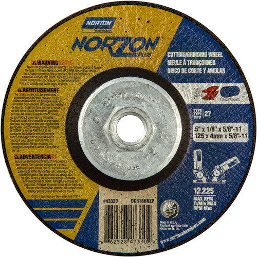 5″ × 1/8″ × 5/8″ NorZon Plus Non-Woven Depressed Center Wheel Type 27 - USA Tool & Supply